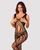 Сітчастий бодістокінг з вирізами та малюнком Obsessive Bodystocking G328 S/M/L, чорний, комбінезон 105233 фото