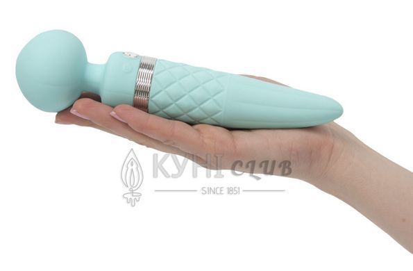 Вибромассажер 2-в-1 PILLOW TALK - Sultry Teal, классический массажер и вибратор с ротацией, подогрев 100007 фото