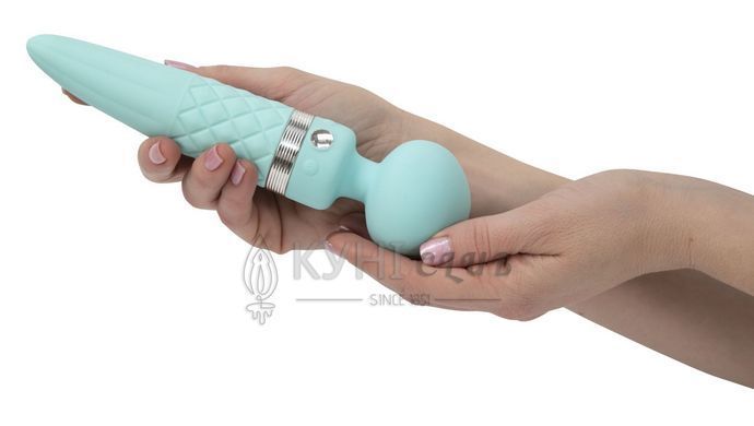 Вибромассажер 2-в-1 PILLOW TALK - Sultry Teal, классический массажер и вибратор с ротацией, подогрев 100007 фото