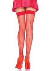 Панчохи-сітка зі швом Leg Avenue Backseam Thigh Highs Red, one size 105984 фото