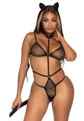 Еротичний костюм кішки Leg Avenue Roleplay Sex Kitten One size Black, боді, вушка, чокер 106589 фото