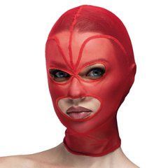 Маска серце сітка з відкритим ротом та очима Feral Feelings - Hearts Mask Red/Red 107345 фото
