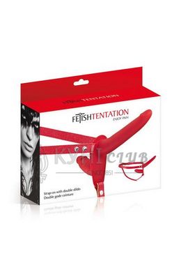 Подвійний страпон Fetish Tentation Strap-On with Double Dildo Red 103822 фото