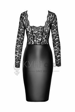 Сукня Noir Handmade F295 Euphoria, M, black, мереживо, глибоке декольте, спідниця міді під латекс 108206 фото