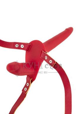 Подвійний страпон Fetish Tentation Strap-On with Double Dildo Red 103822 фото