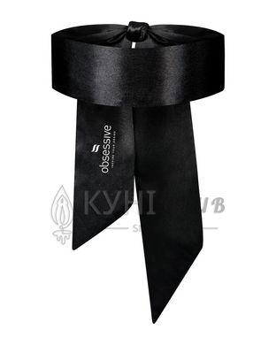 Атласна пов’язка маска Obsessive Blindfold black One size, чорна 105284 фото