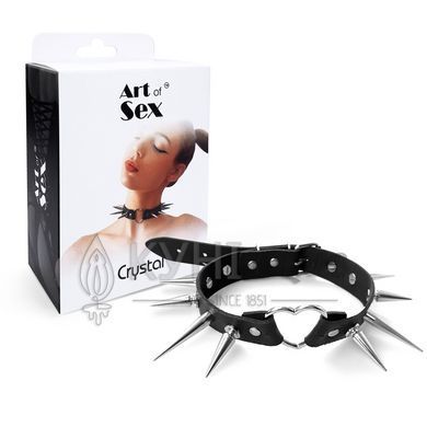 Чокер Серце з великими шипами, із натуральної шкіри Art of Sex - Crystal, колір Чорний 104681 фото