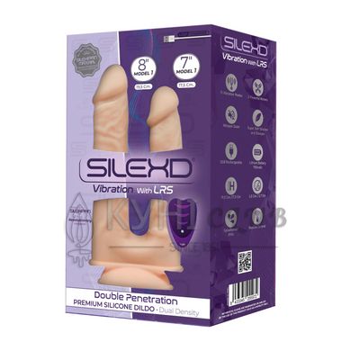 Подвійний фалоімітатор з вібрацією SilexD Double Gusto Vibro Flesh (Model 1 size 8" & 7") + LRS, діа 106174 фото