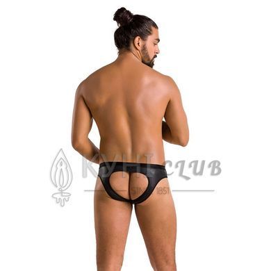 Чоловічі сліпи з вирізами Passion 041 SLIP JOE S/M, Black екошкіра, відкриті сідниці 105572 фото