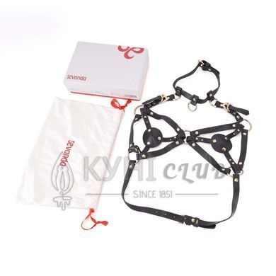 Портупея на грудь LOCKINK SEVANDA Queen Chest Harness with Removable Bra, чорна, зі знімними пестис 110032 фото