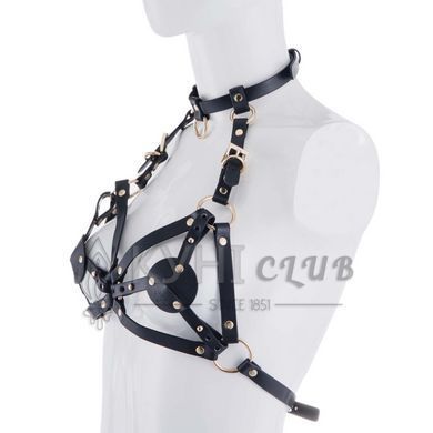 Портупея на грудь LOCKINK SEVANDA Queen Chest Harness with Removable Bra, чорна, зі знімними пестис 110032 фото