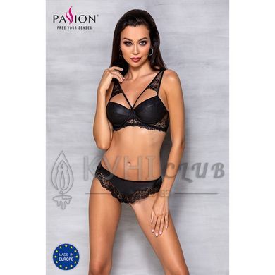 Комплект з еко-шкіри та мережива Passion LOONA SET L/XL, black, бра і трусики 102947 фото