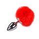 Металева анальна пробка Кролячий хвостик Alive Fluffy Plug L Red, діаметр 3,9 см 104299 фото 1