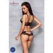 Комплект з еко-шкіри та мережива Passion LOONA SET L/XL, black, бра і трусики 102947 фото 4