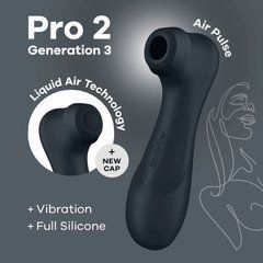 Вакуумний кліторальний стимулятор Satisfyer Pro 2 Generation 3 with Liquid Air Dark Grey 106268 фото