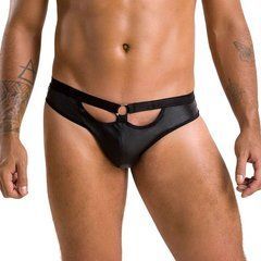 Чоловічі сліпи з вирізами Passion 041 SLIP JOE XXL/XXXL Black, екошкіра, відкриті сідниці 105573 фото