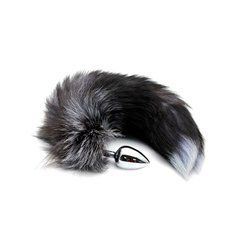 Металева анальна пробка Лисячий хвіст Alive Black And White Fox Tail S, діаметр 2,9 см 104300 фото