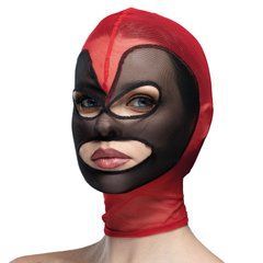 Маска серце сітка з відкритим ротом та очима Feral Feelings - Hearts Mask Red/Black 107346 фото