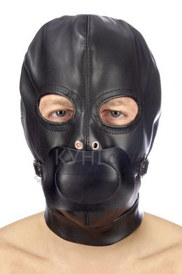 Капюшон з кляпом для БДСМ Fetish Tentation BDSM hood in leatherette with removable gag 102530 фото