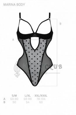 Еротичне боді Passion MARINA BODY, XXL/XXXL, black, з відкритими чашками 107726 фото