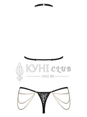 Комплект с цепочками Obsessive Pantheria 2-pcs set black L/XL, бюстгальтер, трусики 105851 фото