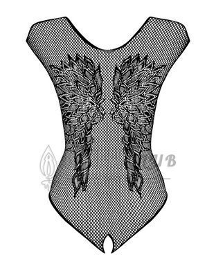 Бодистокинг из крупной сетки с кружевом Obsessive B112 teddy XL/XXL, черный, с доступом 105186 фото