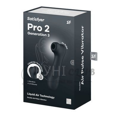 Вакуумний кліторальний стимулятор Satisfyer Pro 2 Generation 3 with Liquid Air Dark Grey 106268 фото