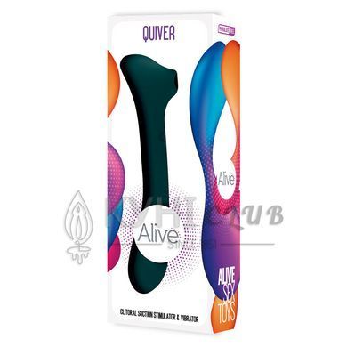 Вібратор та вакуумний кліторальний стимулятор 2-в-1 Alive Quiver Teal оновлена ​​модель 103986 фото
