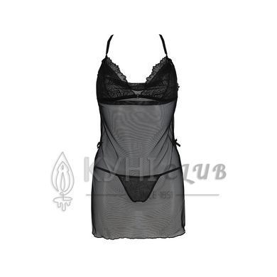 Сорочка Passion DELIENA CHEMISE L/XL black, стрінги із заниженою талією 106287 фото