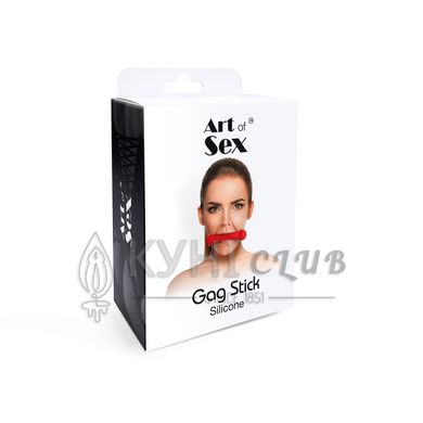 Кляп-палиця на ременях Art of Sex – Gag Stick Silicon, червоний, натуральна шкіра 104682 фото