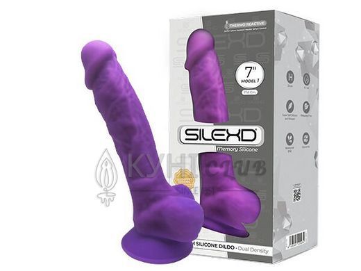 Фалоімітатор SilexD Johnny Purple (MODEL 1 size 7in), двошаровий, силікон+Silexpan, діаметр 3,8 см 106175 фото