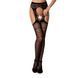 Эротические колготки-бодистокинг Passion S020 black, имитация ажурных чулок с высоким поясом 100812 фото 1