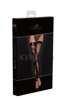 Панчохи без миска Noir Handmade F243 Tulle stockings with patterned flock embroidery, 3XL 108158 фото