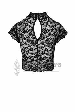 Топ Noir Handmade F303 Essence, 3XL, black, мереживний, короткий рукав, комір-стійка 108258 фото