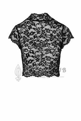 Топ Noir Handmade F303 Essence, 3XL, black, мереживний, короткий рукав, комір-стійка 108258 фото