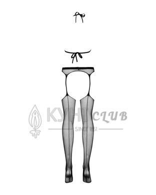 Сітчастий бодістокінг з імітацією топа, пояса та панчохи Obsessive Bodystocking N108 S/M/L, чорний 105236 фото