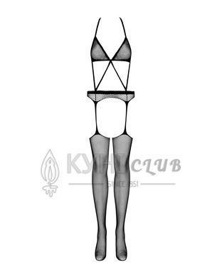 Сітчастий бодістокінг з імітацією топа, пояса та панчохи Obsessive Bodystocking N108 S/M/L, чорний 105236 фото