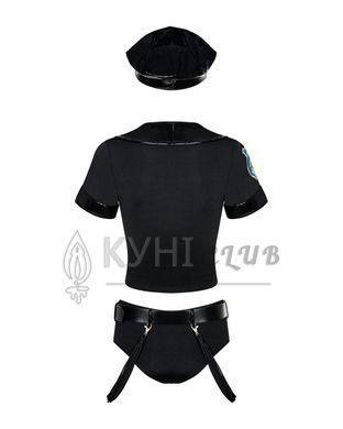 Еротичний костюм поліцейського Obsessive Police set S/M, black, топ, шорти, кепка, пояс, портупея 105703 фото