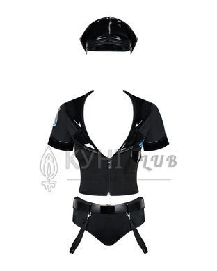 Еротичний костюм поліцейського Obsessive Police set S/M, black, топ, шорти, кепка, пояс, портупея 105703 фото