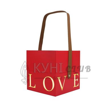 Подарункова коробка з ручкою LOVE червона, L – 18,5х18,5х19 см 103363 фото