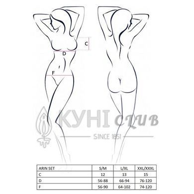 Комплект білизни Passion Exclusive ARIN SET L/XL, black, сітчастий ліф і стрінги 109079 фото