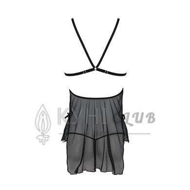 Сорочка Passion DELIENA CHEMISE S/M black, стрінги із заниженою талією 106288 фото