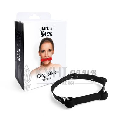 Кляп-палиця на ременях Art of Sex – Gag Stick Silicon, чорний, натуральна шкіра 104683 фото