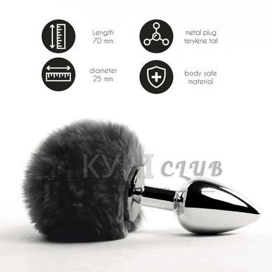 Анальна пробка FeelzToys - Bunny Tails Butt Plug Black 102980 фото