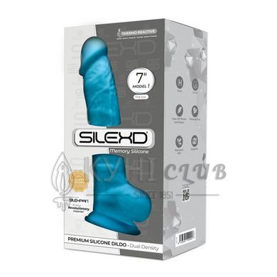 Фалоімітатор SilexD Johnny Blue (MODEL 1 size 7in), двошаровий, силікон+Silexpan, діаметр 3,8 см 106176 фото