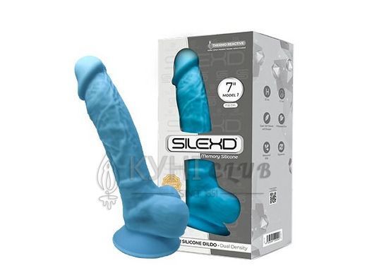 Фалоімітатор SilexD Johnny Blue (MODEL 1 size 7in), двошаровий, силікон+Silexpan, діаметр 3,8 см 106176 фото