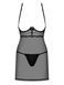 Прозора сорочка з відкритими грудьми Obsessive Pearlove chemise & thong black S/M, трусики 105852 фото 3