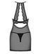 Прозора сорочка з відкритими грудьми Obsessive Pearlove chemise & thong black S/M, трусики 105852 фото 4