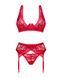 Комплект белья Obsessive Lacelove cupless 3-pcs set M/L Red, бюстгальтер, стринги, пояс для чулок 106658 фото 3