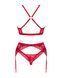 Комплект белья Obsessive Lacelove cupless 3-pcs set M/L Red, бюстгальтер, стринги, пояс для чулок 106658 фото 4